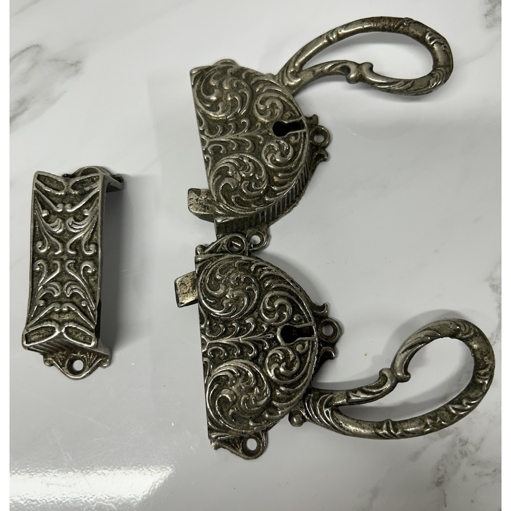 Vintage Ornate  LATCH Levers Lot Of 2  With Latch Plate No Key